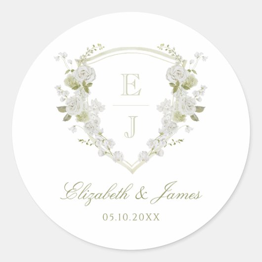 フローラモノグラム結婚クレスト封筒用シール ラウンドシール (正面)