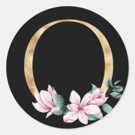 フローラモノグラム金ゴールド文字O ラウンドシール