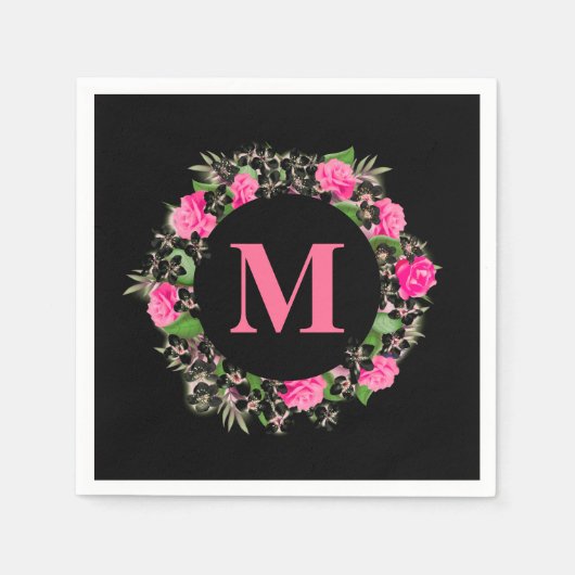 フローラモノグラム スタンダードカクテルナプキン (正面)