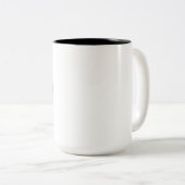 フローラモノグラム「D」コーヒーマグ – 白黒 ツートーンマグカップ (正面右)