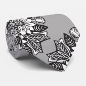フローラモノグラム「J」白黒タトゥー花 ネクタイ (ロール)