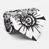 フローラモノグラム「L」白黒タトゥー花 ネクタイ (ロール)