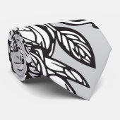 フローラモノグラム「R」白黒タトゥー花 ネクタイ (ロール)