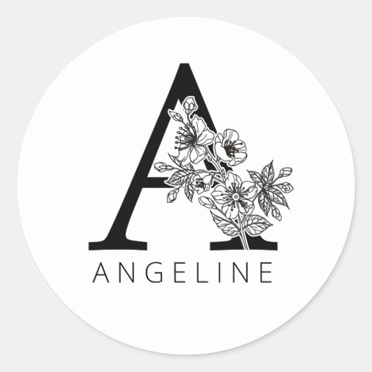 フローラモノグラムA桜さくらんぼ花 ラウンドシール (正面)