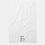 フローラモノグラムB |手書きスケッチデザイン キッチンタオル (縦)
