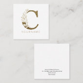 フローラモノグラムCエレガント金ゴールド株 スクエア名刺 (正面/裏面)