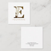 フローラモノグラムEエレガント金ゴールド株 スクエア名刺 (正面/裏面)