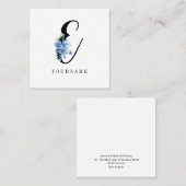 フローラモノグラムEブルーフラワーバースト スクエア名刺 (正面/裏面)