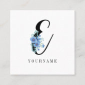 フローラモノグラムEブルーフラワーバースト スクエア名刺 (正面)