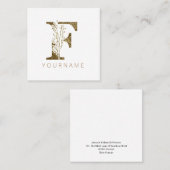 フローラモノグラムFエレガント金ゴールド株 スクエア名刺 (正面/裏面)