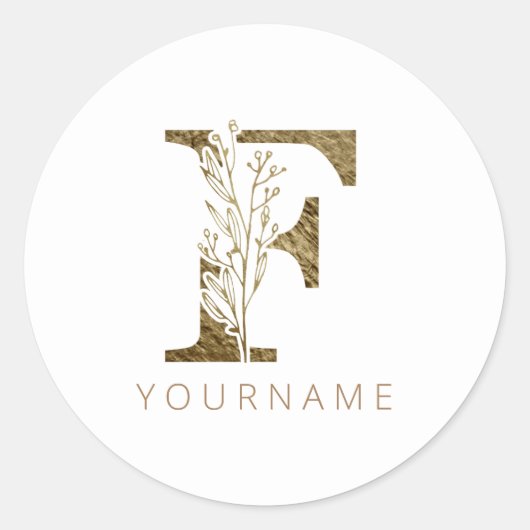 フローラモノグラムFエレガント金ゴールド株 ラウンドシール (正面)