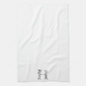 フローラモノグラムH |手書きスケッチデザイン キッチンタオル (縦)