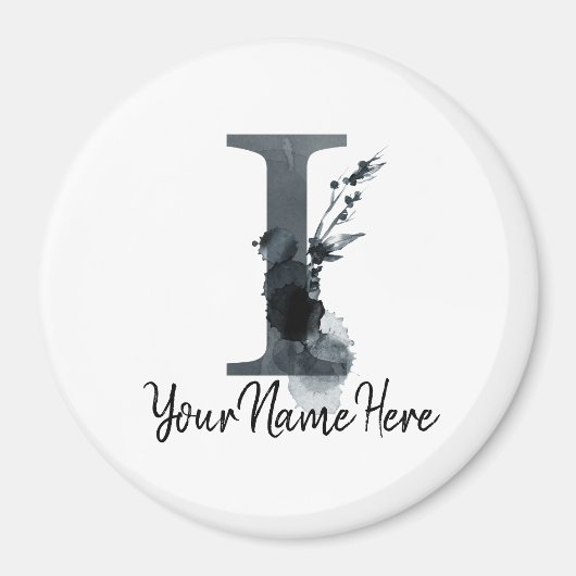 フローラモノグラムI暗草の葉 マグネット (正面)