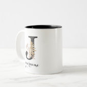 フローラモノグラムJブラック金ゴールドフローラ ツートーンマグカップ (正面左)