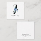 フローラモノグラムJブルーフラワーバースト スクエア名刺 (正面/裏面)