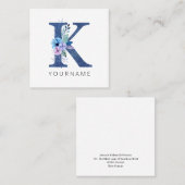 フローラモノグラムKウィンターブルーフラワーズ スクエア名刺 (正面/裏面)