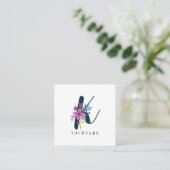 フローラモノグラムKワイルドフラワーバースト スクエア名刺 (スタンド正面)