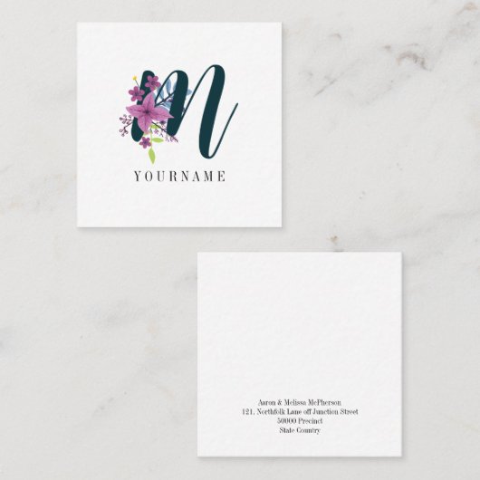 フローラモノグラムMワイルドフラワーバースト スクエア名刺 (正面/裏面)