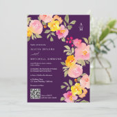 フローラモノグラムQrコードphoto 結婚 purple's 招待状 (スタンド正面)