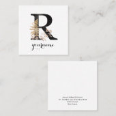 フローラモノグラムRブラック金ゴールドフローラ スクエア名刺 (正面/裏面)