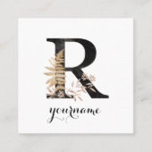 フローラモノグラムRブラック金ゴールドフローラ スクエア名刺 (正面)