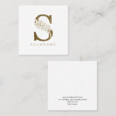 フローラモノグラムSエレガント金ゴールド株 スクエア名刺 (正面/裏面)