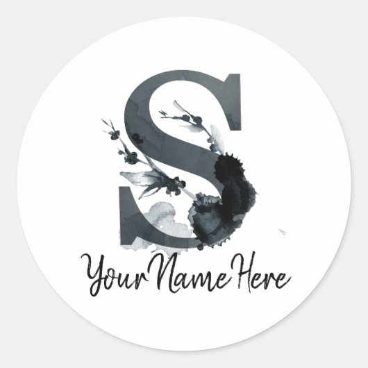 フローラモノグラムS暗草の葉 ラウンドシール (正面)