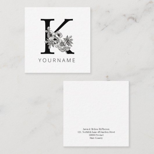 フローラモノグラムS桜さくらんぼ花 スクエア名刺 (正面/裏面)