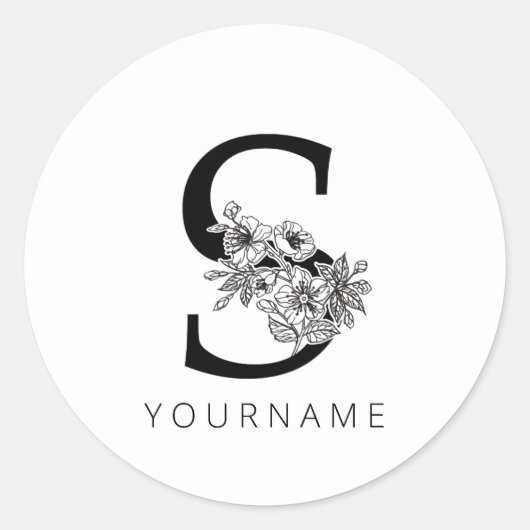 フローラモノグラムS桜さくらんぼ花 ラウンドシール (正面)