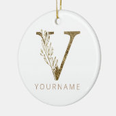 フローラモノグラムVエレガント金ゴールド株 セラミックオーナメント (左)