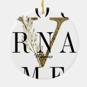 フローラモノグラムVエレガント金ゴールド株 セラミックオーナメント (裏面)