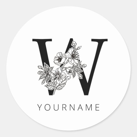 フローラモノグラムW桜さくらんぼ花 ラウンドシール (正面)