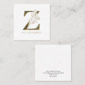 フローラモノグラムZエレガント金ゴールド株 スクエア名刺 (正面/裏面)