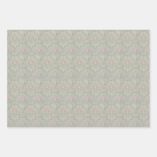 フローラモリスマイカエルマデイジーブルーレッドフラワーズ ラッピングペーパーシート (正面2)