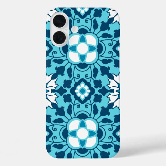 フローラモロッコタイル、インディゴ、スカイブルーとホワイト Case-Mate iPhoneケース (裏面)