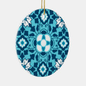 フローラモロッコタイル、インディゴ、スカイブルーとホワイトC セラミックオーナメント (右)