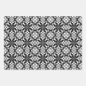 フローラモロッコタイル、コーラルピンク、緑、黒 ラッピングペーパーシート (正面3)