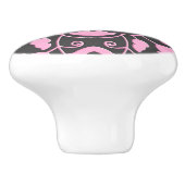 フローラモロッコタイル、明るい赤紫色ピンク&グレー/グレー セラミックノブ (側面)