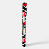 フローラモロッコタイル、深い赤、白黒 Case-Mate iPhoneケース (裏面 / 右)