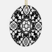 フローラモロッコタイル、白黒セラミックオルナ セラミックオーナメント (右)