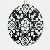 フローラモロッコタイル、白黒セラミックオルナ セラミックオーナメント (左)