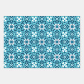 フローラモロッコタイル、赤/背、青、錆 ラッピングペーパーシート (正面2)