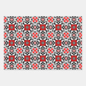 フローラモロッコタイル、赤/背、青、錆 ラッピングペーパーシート (正面)