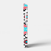 フローラモロッコタイル、黒、白、コーラルピンク Case-Mate iPhoneケース (裏面 / 左)