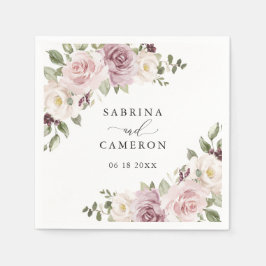 フローラモーヴ赤面グパーソナライズされたリー結婚ズ スタンダードカクテルナプキン