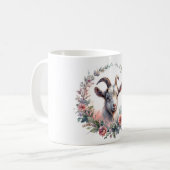 フローラヤギ水彩ポートレート コーヒーマグカップ (正面左)