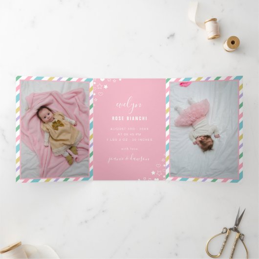 フローラユニコーンウェルカムベビー 三つ折り案内状 (内部)