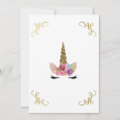 フローラユニコーングラム金ゴールドストーリーブックコーナーパーティー 招待状 (裏面)