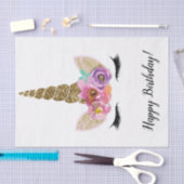 フローラユニコーンホーン金ゴールドグリッター誕生日パーティー 薄葉紙 (クラフト)