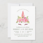 フローラユニコーンモダンガールズバースデーパーティー 招待状 (正面)